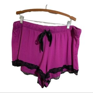 Torrid womens sleep wear shorts lace purple black drawstring waist. Size22/24